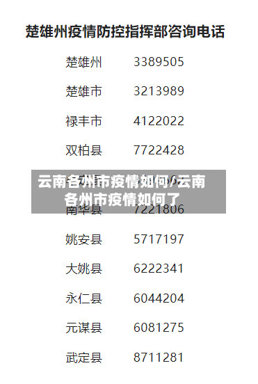 云南各州市疫情如何/云南各州市疫情如何了